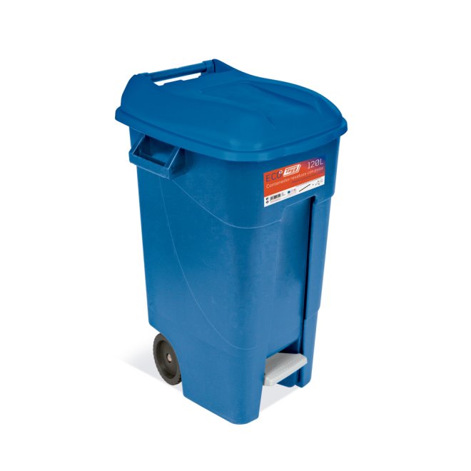 Mülltonne 120 Liter in blau mit Fußpedal
