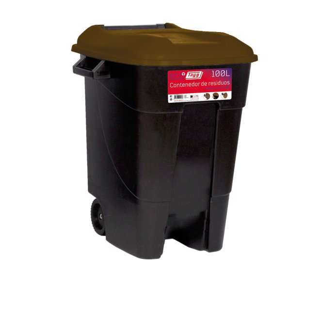 Avfallsbehllare 100 liter i svart m. Brun Lock