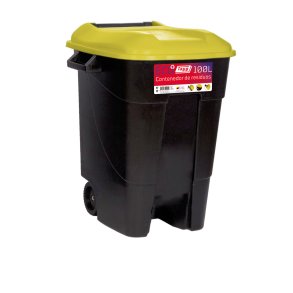 Affaldsbeholder 100 Liter i sort m, Gult Lg