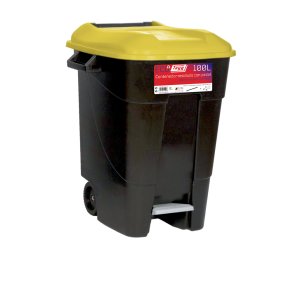 Affaldsbeholder 100 Liter i sort m, Gult Lg og fodpedal