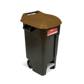 Affaldsbeholder 120 Liter i sort m, Brunt Lg og fodpedal