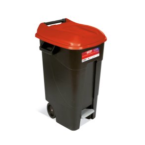 Affaldsbeholder 120 Liter i sort m, Rdt Lg og fodpedal