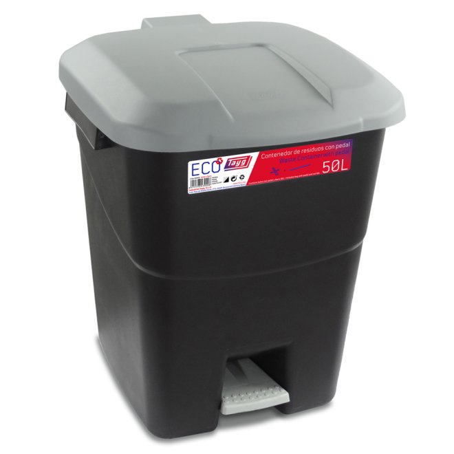 Avfallsbehllare 50 liter i svart m. Grt Lock och fotpedal