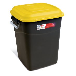Affaldsbeholder 50 Liter i sort m, Gult Lg