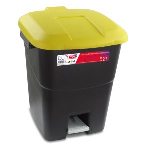 Affaldsbeholder 50 Liter i sort m, Gult Lg og fodpedal