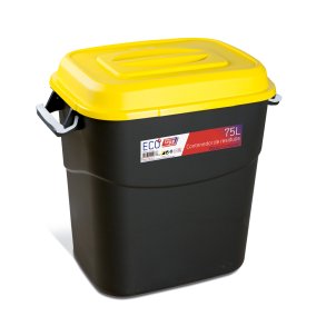 Affaldsbeholder 75 Liter i sort m, Gult Lg