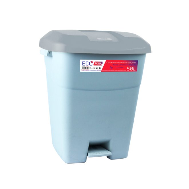 Mülltonne 50 Liter in grau mit Grauer Deckel und Fußpedal
