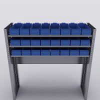 Bilreol med 24 plastkasser