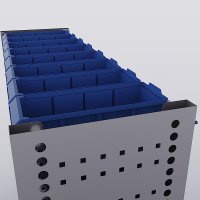 Bilreol med 20 plastkasser