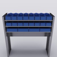 Bilreol med 20 plastkasser