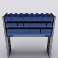 Bilreol med 12 plastkasser