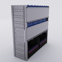 Bilreol med 12 plastkasser, 2 toolbags