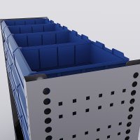 Bilreol med 12 plastkasser, 2 toolbags