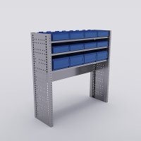 Bilreol med 20 plastkasser