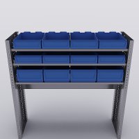 Bilreol med 20 plastkasser