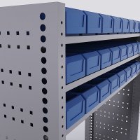 Bilreol med 24 plastkasser