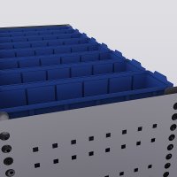 Bilreol med 24 plastkasser