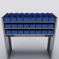 Bilreol med 24 plastkasser