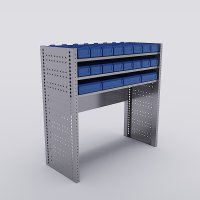 Bilreol med 20 plastkasser