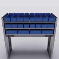 Bilreol med 20 plastkasser