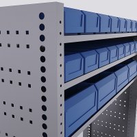 Bilreol med 20 plastkasser