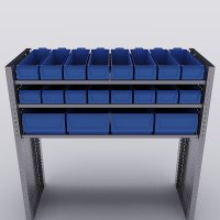 Bilreol med 20 plastkasser