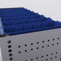 Bilreol med 16 plastkasser, 2 toolbags