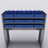 Bilreol med 12 plastkasser