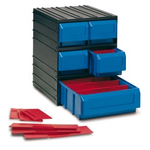 Kleinteilemagazin mit 5 Fächern und Raumteilen