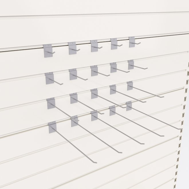 Sortiment med 20 enkla butikskrokar till rillpanel