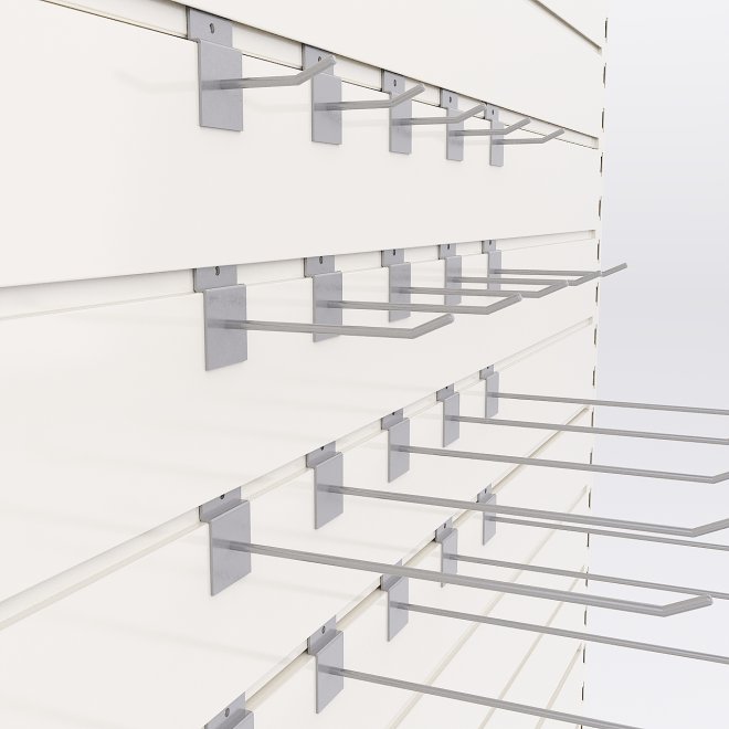 Sortiment med 20 enkla butikskrokar till rillpanel
