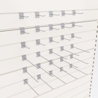 Sortiment med 30 enkla butikskrokar till rillpanel