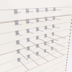 Sortiment med 30 enkla butikskrokar till rillpanel