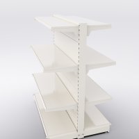Butiksreol 1 fag dobbeltsidet med 3 metalhylder
