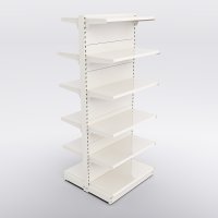 Butiksreol 1 fag dobbeltsidet med 5 metalhylder