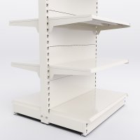 Butiksreol 1 fag dobbeltsidet med 5 metalhylder