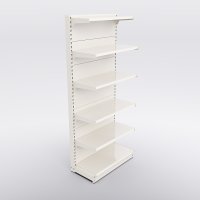 Butiksreol 1 fag enkeltsidet med 5 metalhylder