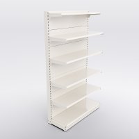 Butiksreol 1 fag enkeltsidet med 5 metalhylder