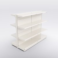Butiksreol 2 fag dobbeltsidet med 3 metalhylder