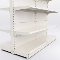Butiksreol 2 fag dobbeltsidet med 3 metalhylder