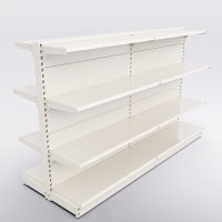 Butiksreol 2 fag dobbeltsidet med 3 metalhylder