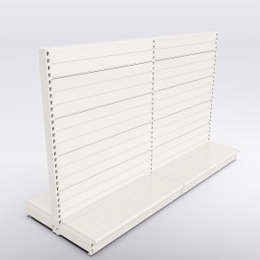 Butiksreol 2 fag dobbeltsidet med rillepanel