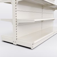 Butiksreol 2 fag dobbeltsidet med 5 metalhylder