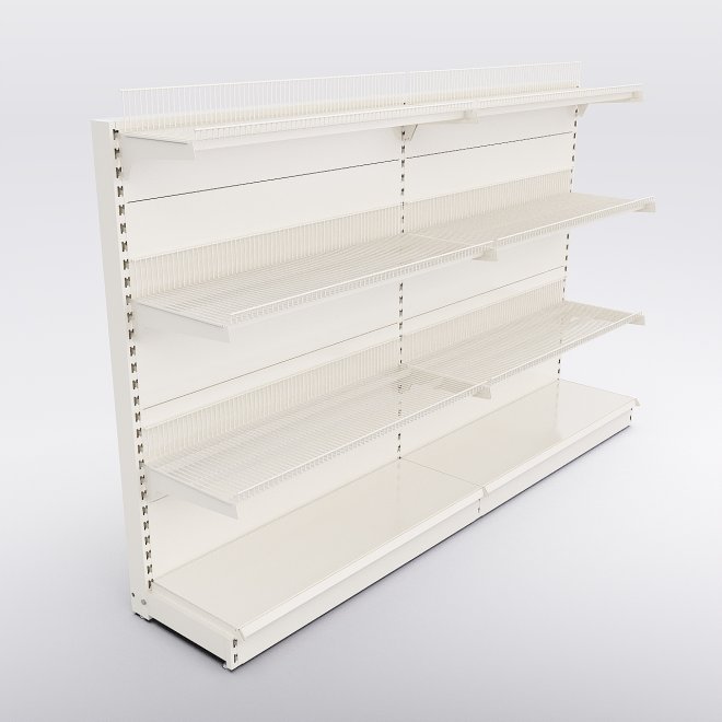 Butiksreol 2 fag enkeltsidet med 3 tr�dhylder