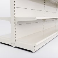 Butiksreol 3 fag dobbeltsidet med 3 metalhylder
