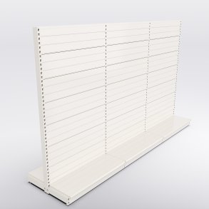 Butiksreol 3 fag dobbeltsidet med rillepanel