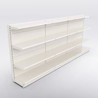 Butiksreol 3 fag enkeltsidet med 3 metalhylder