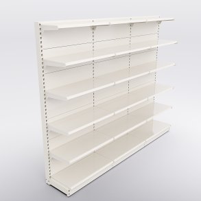 Butiksreol 3 fag enkeltsidet med 5 metalhylder