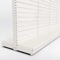 Butiksreol 4 fag dobbeltsidet med rillepanel