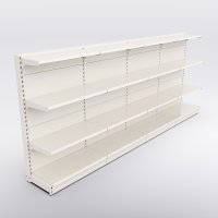 Butiksreol 4 fag enkeltsidet med 3 metalhylder